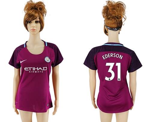 Women's Manchester City #31 Ederson Away Soccer Club Jersey - Click Image to Close